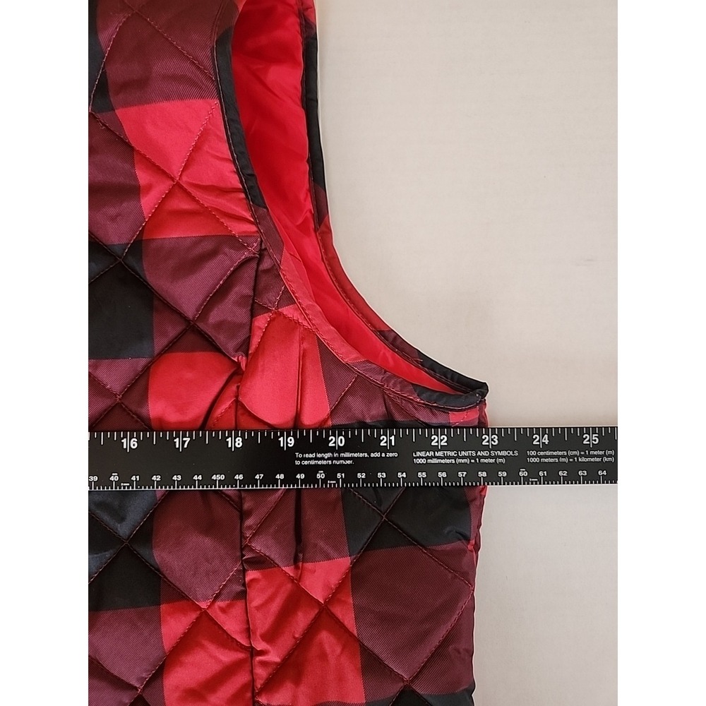 St Johns Bay Womens Quilted Puffer Vest XXL Red Black Buffalo Plaid Preppy Trad - Picture 7 of 13